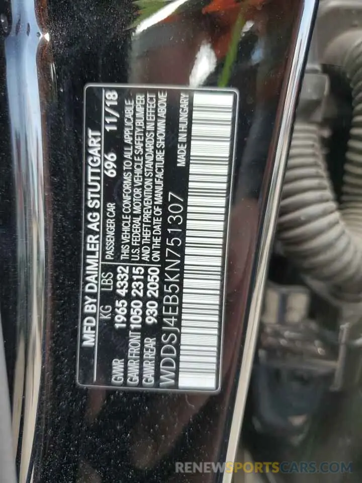 13 Photograph of a damaged car WDDSJ4EB5KN751307 MERCEDES-BENZ CLA-CLASS 2019