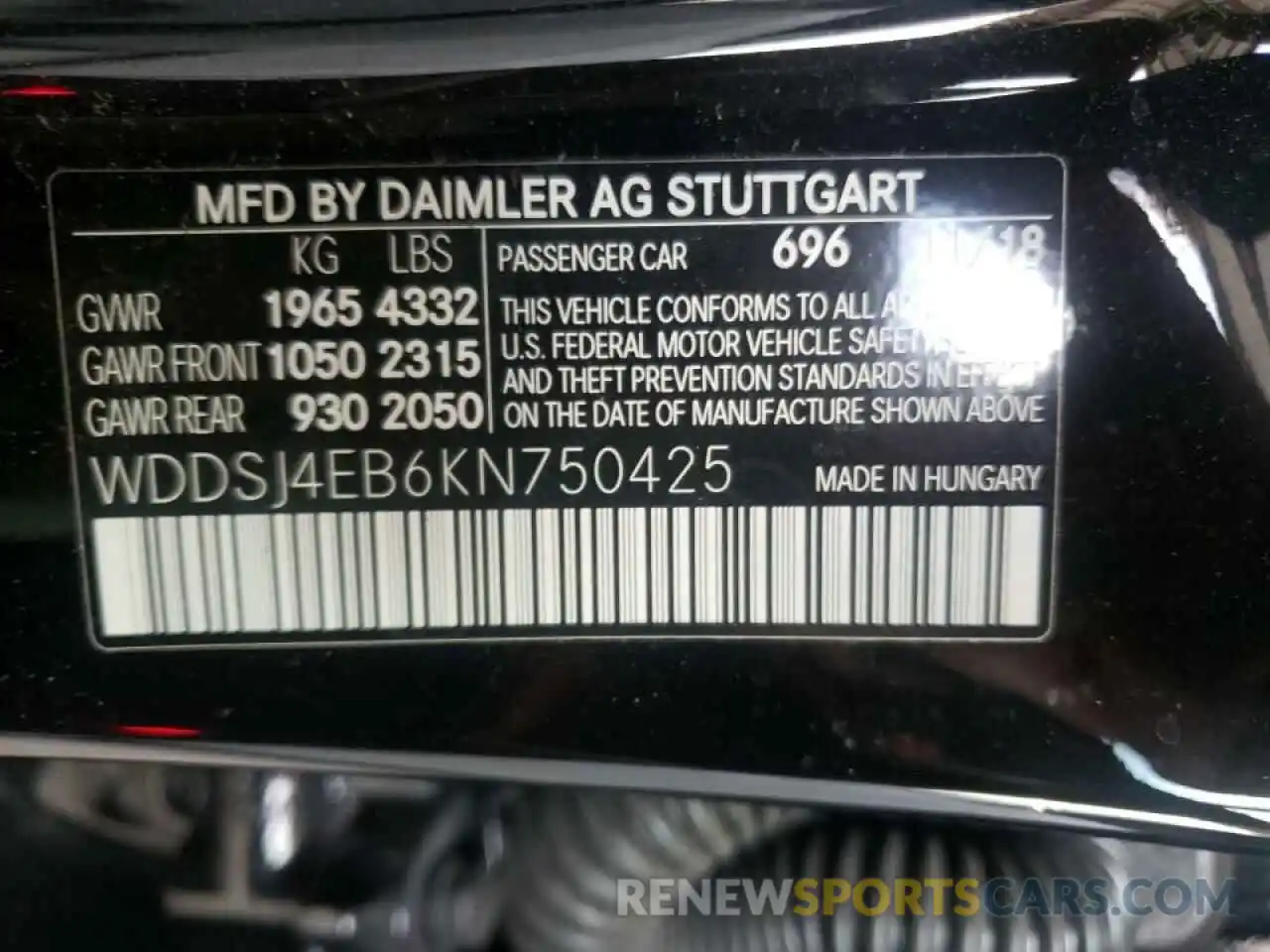 10 Photograph of a damaged car WDDSJ4EB6KN750425 MERCEDES-BENZ CLA-CLASS 2019