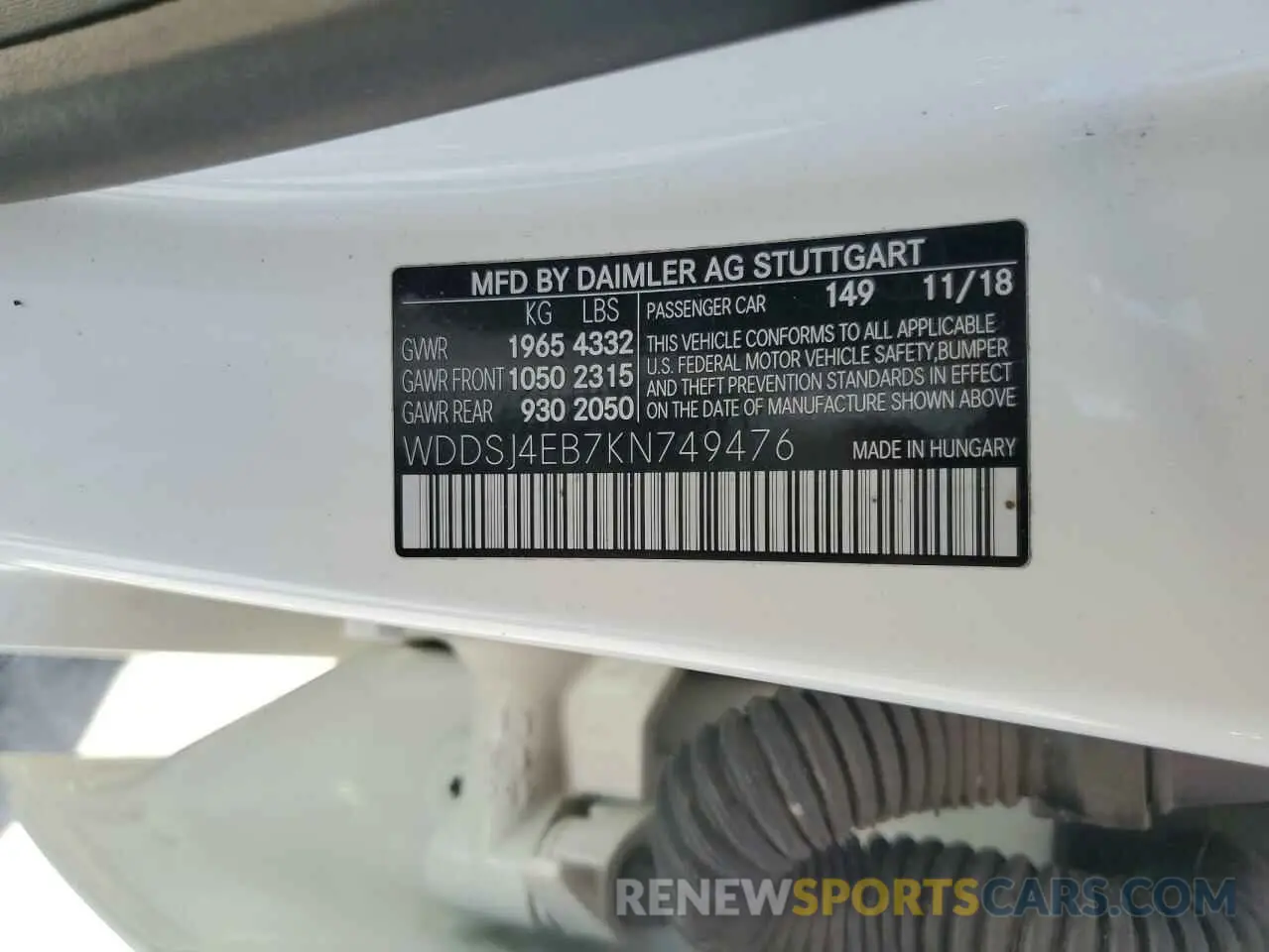 13 Photograph of a damaged car WDDSJ4EB7KN749476 MERCEDES-BENZ CLA-CLASS 2019