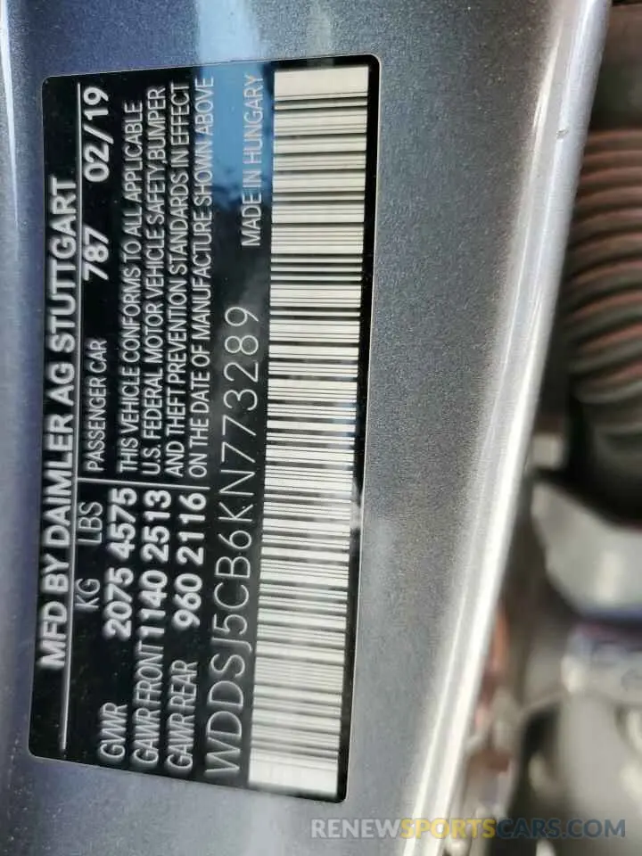 13 Photograph of a damaged car WDDSJ5CB6KN773289 MERCEDES-BENZ CLA-CLASS 2019