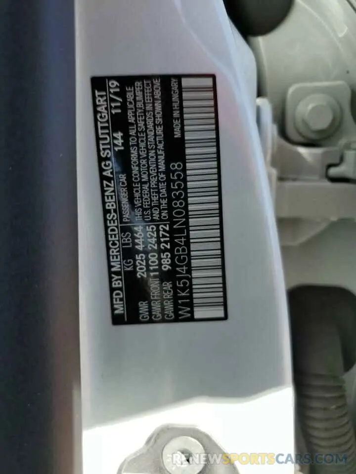 14 Photograph of a damaged car W1K5J4GB4LN083558 MERCEDES-BENZ CLA-CLASS 2020