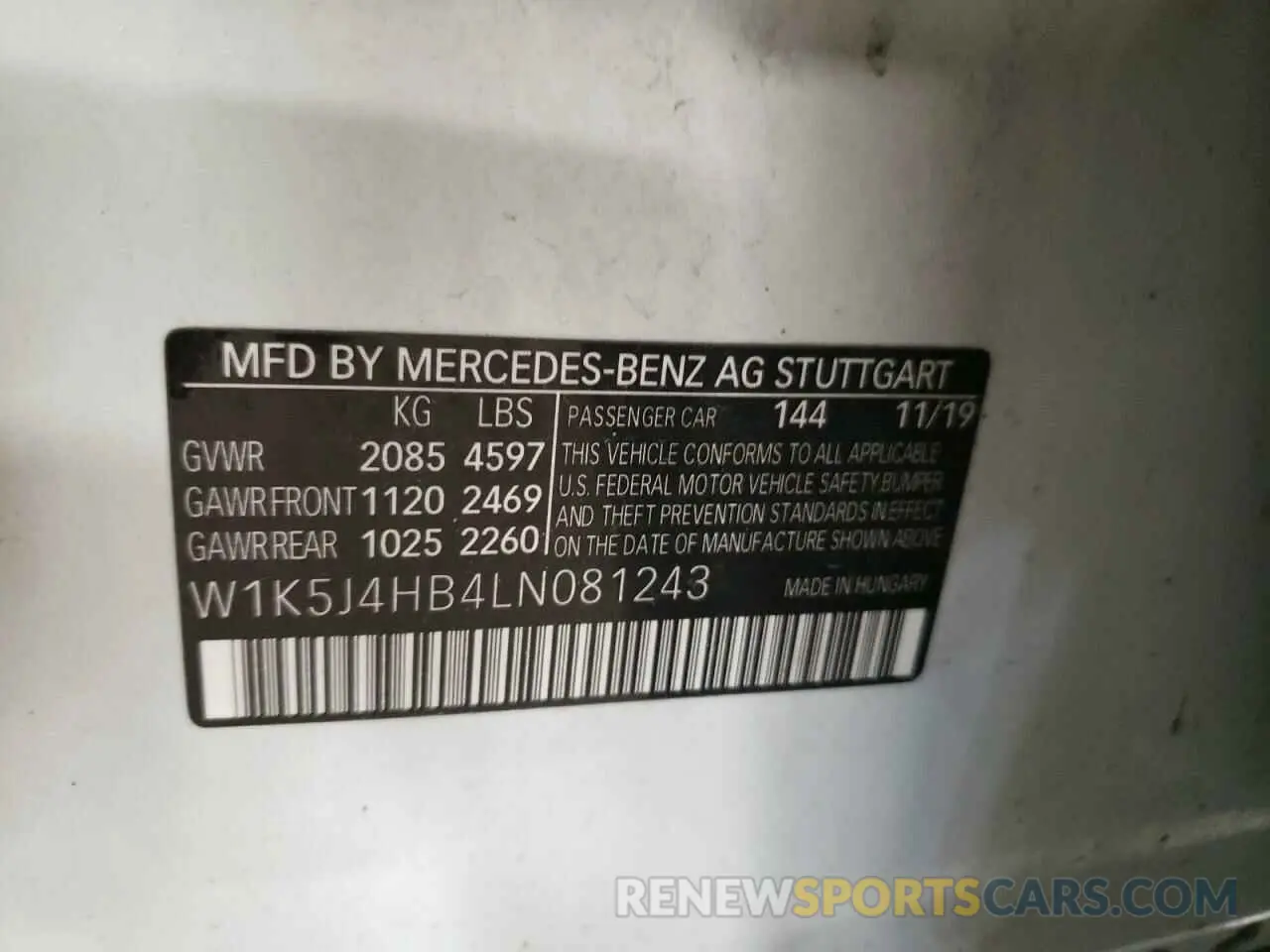 12 Photograph of a damaged car W1K5J4HB4LN081243 MERCEDES-BENZ CLA-CLASS 2020