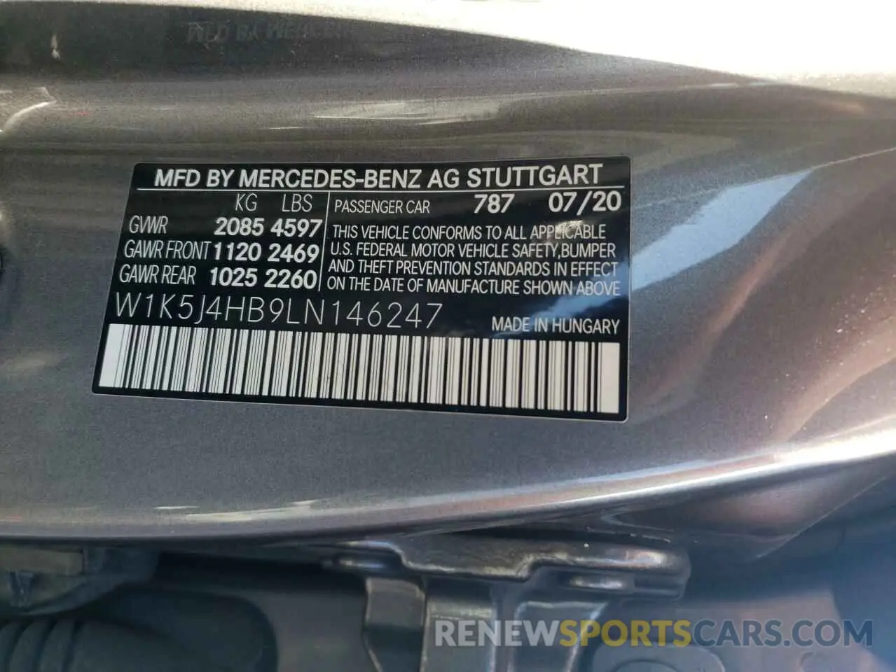 12 Photograph of a damaged car W1K5J4HB9LN146247 MERCEDES-BENZ CLA-CLASS 2020