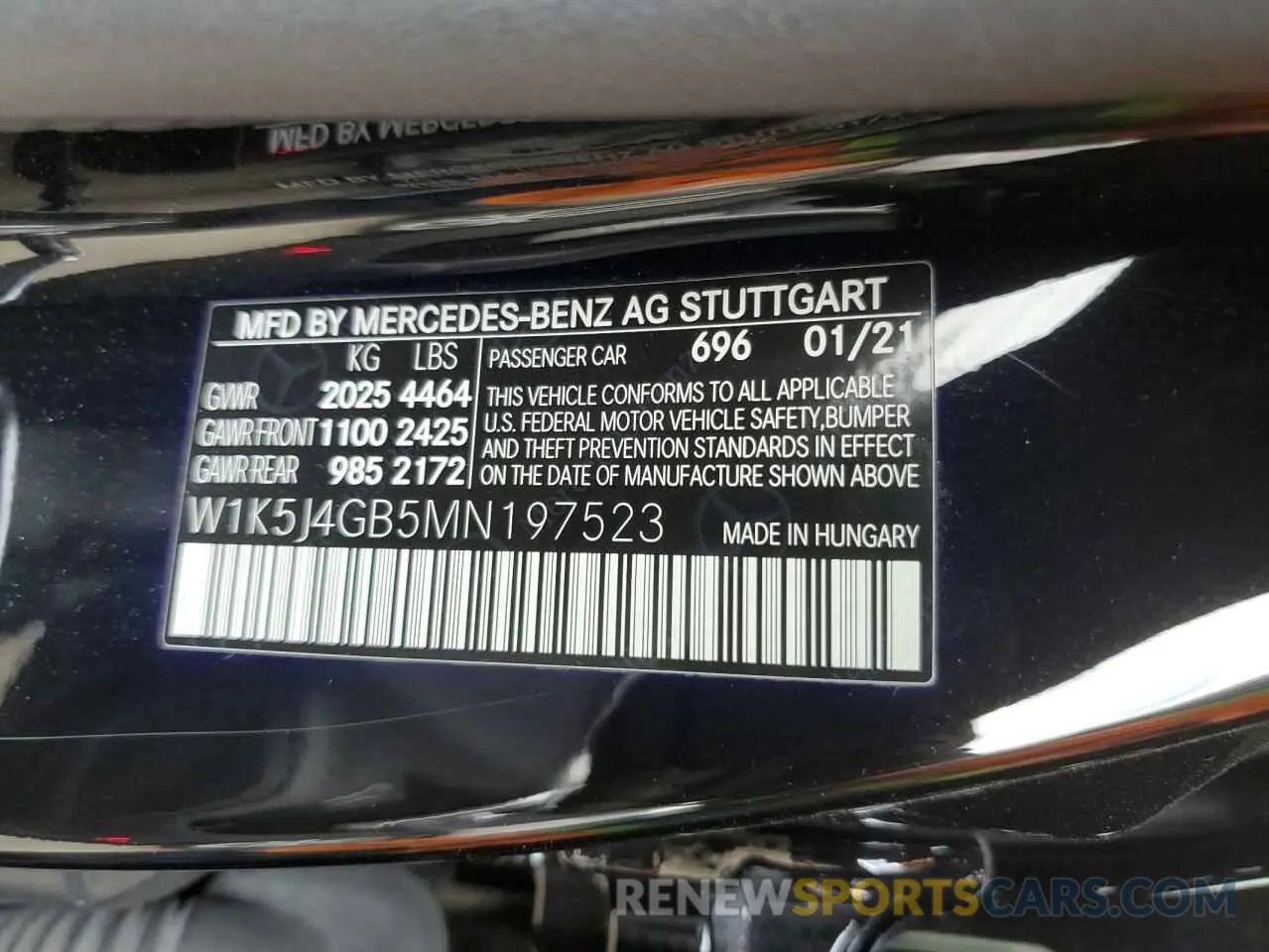 12 Photograph of a damaged car W1K5J4GB5MN197523 MERCEDES-BENZ CLA-CLASS 2021