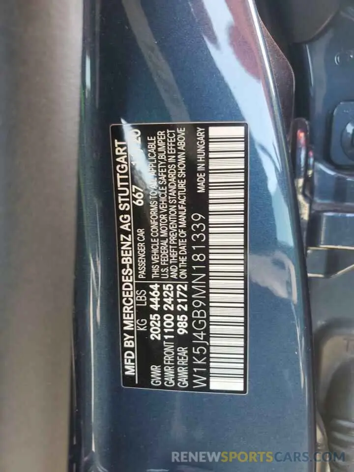 15 Photograph of a damaged car W1K5J4GB9MN181339 MERCEDES-BENZ CLA-CLASS 2021