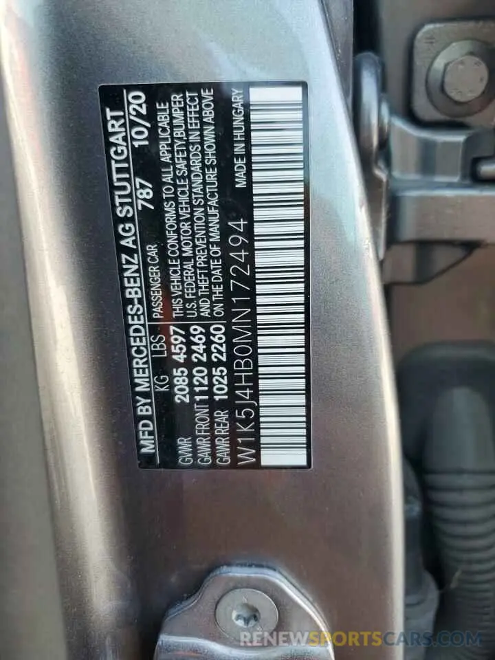 12 Photograph of a damaged car W1K5J4HB0MN172494 MERCEDES-BENZ CLA-CLASS 2021