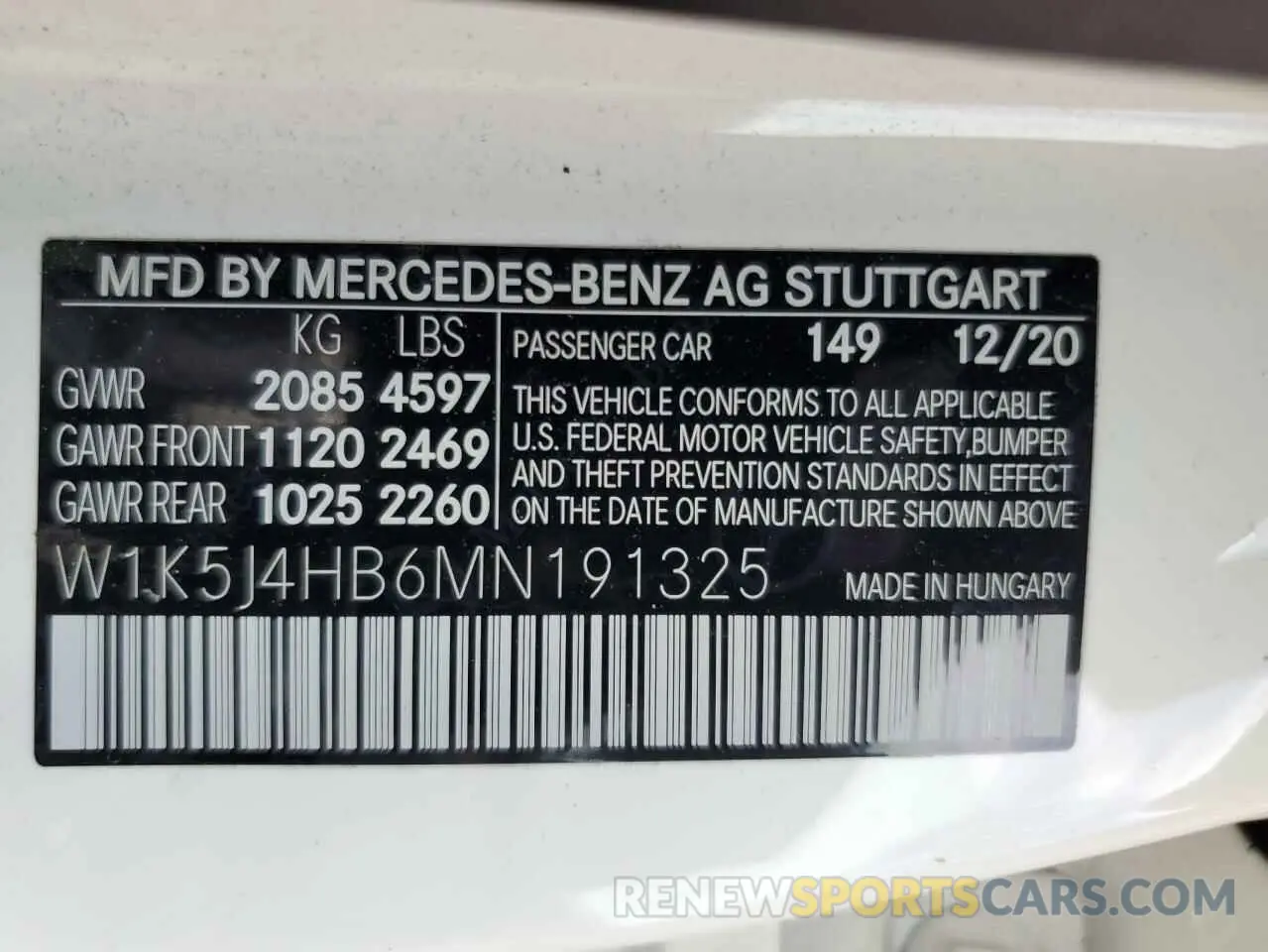 12 Photograph of a damaged car W1K5J4HB6MN191325 MERCEDES-BENZ CLA-CLASS 2021
