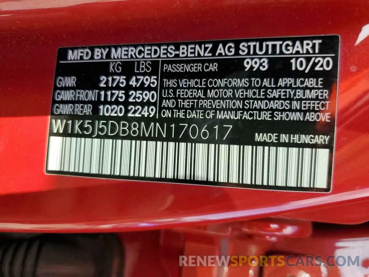 12 Photograph of a damaged car W1K5J5DB8MN170617 MERCEDES-BENZ CLA-CLASS 2021