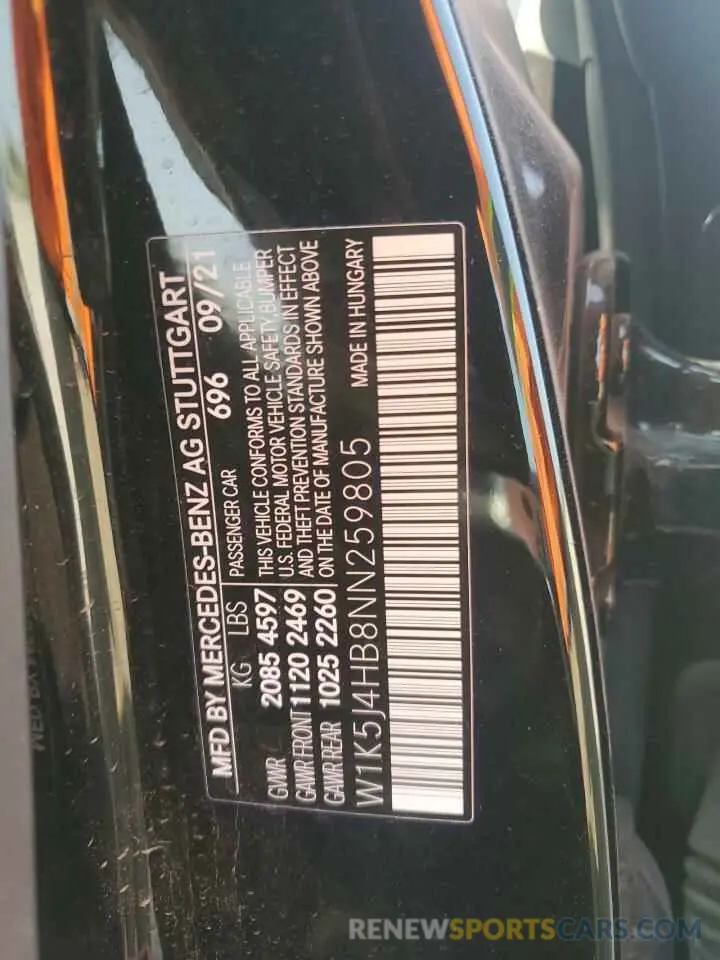 13 Photograph of a damaged car W1K5J4HB8NN259805 MERCEDES-BENZ CLA-CLASS 2022