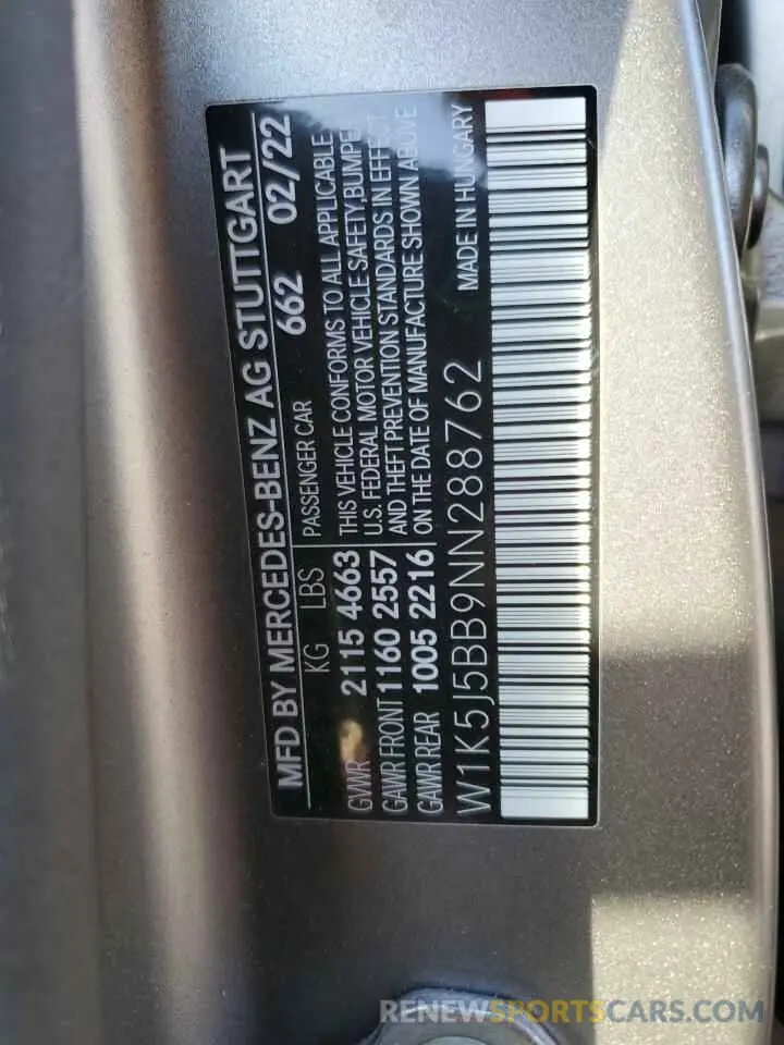 12 Photograph of a damaged car W1K5J5BB9NN288762 MERCEDES-BENZ CLA-CLASS 2022