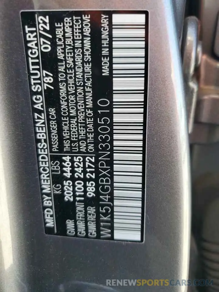 12 Photograph of a damaged car W1K5J4GBXPN330510 MERCEDES-BENZ CLA-CLASS 2023