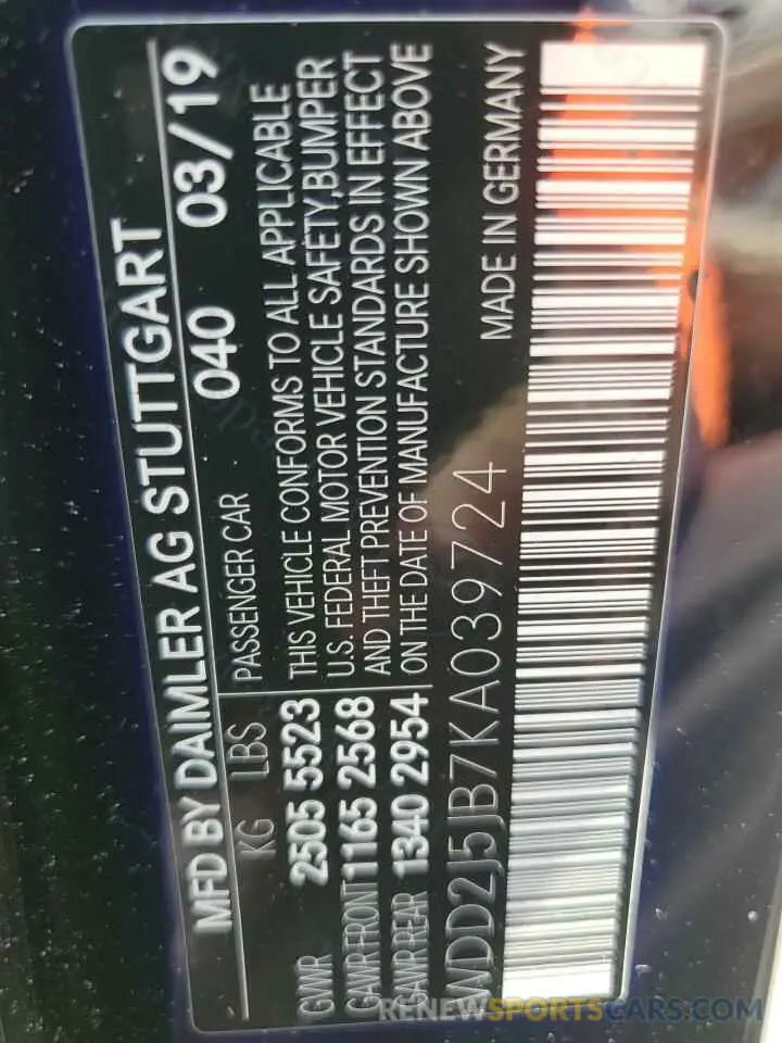 13 Photograph of a damaged car WDD2J5JB7KA039724 MERCEDES-BENZ CLC-CLASS 2019
