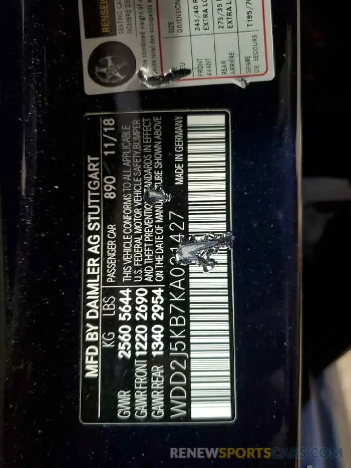13 Photograph of a damaged car WDD2J5KB7KA031427 MERCEDES-BENZ CLC-CLASS 2019