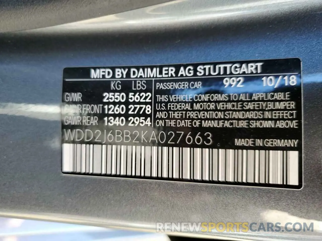 12 Photograph of a damaged car WDD2J6BB2KA027663 MERCEDES-BENZ CLC-CLASS 2019