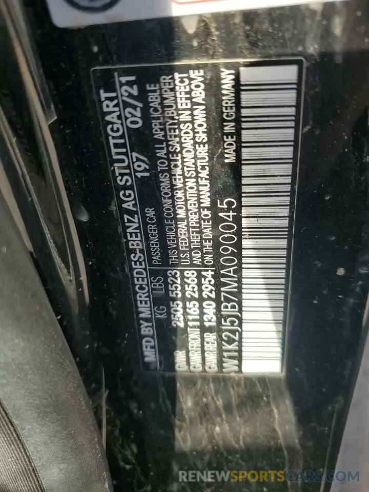 12 Photograph of a damaged car W1K2J5JB7MA090045 MERCEDES-BENZ CLC-CLASS 2021