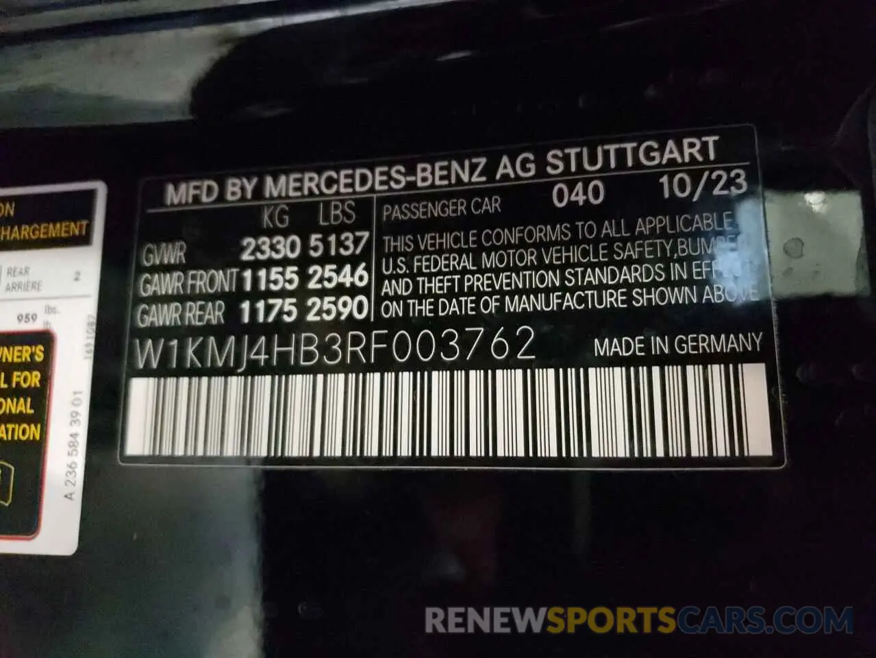 12 Photograph of a damaged car W1KMJ4HB3RF003762 MERCEDES-BENZ CLE 300 4M 2024