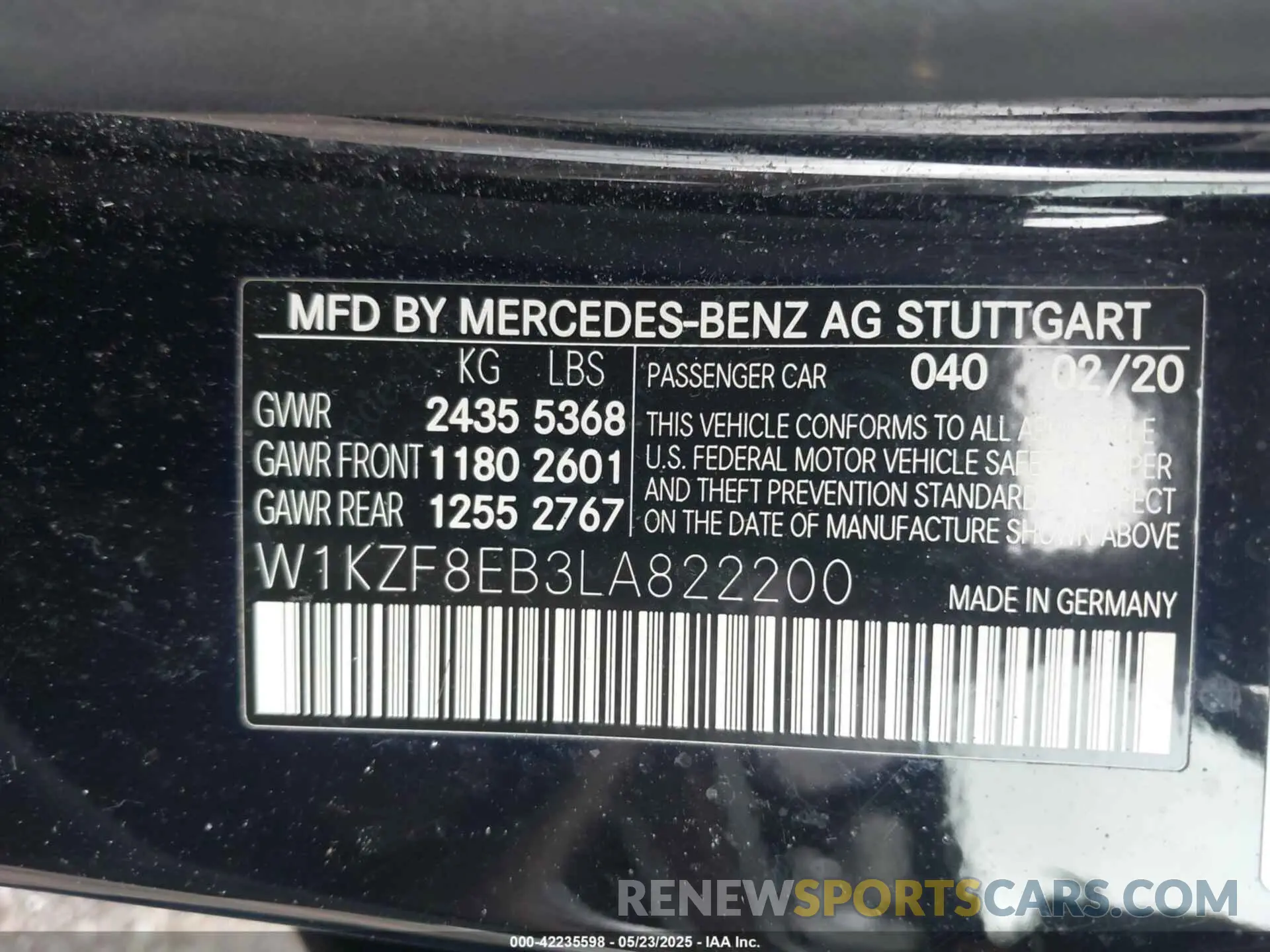 9 Photograph of a damaged car W1KZF8EB3LA822200 MERCEDES-BENZ E 350 2020