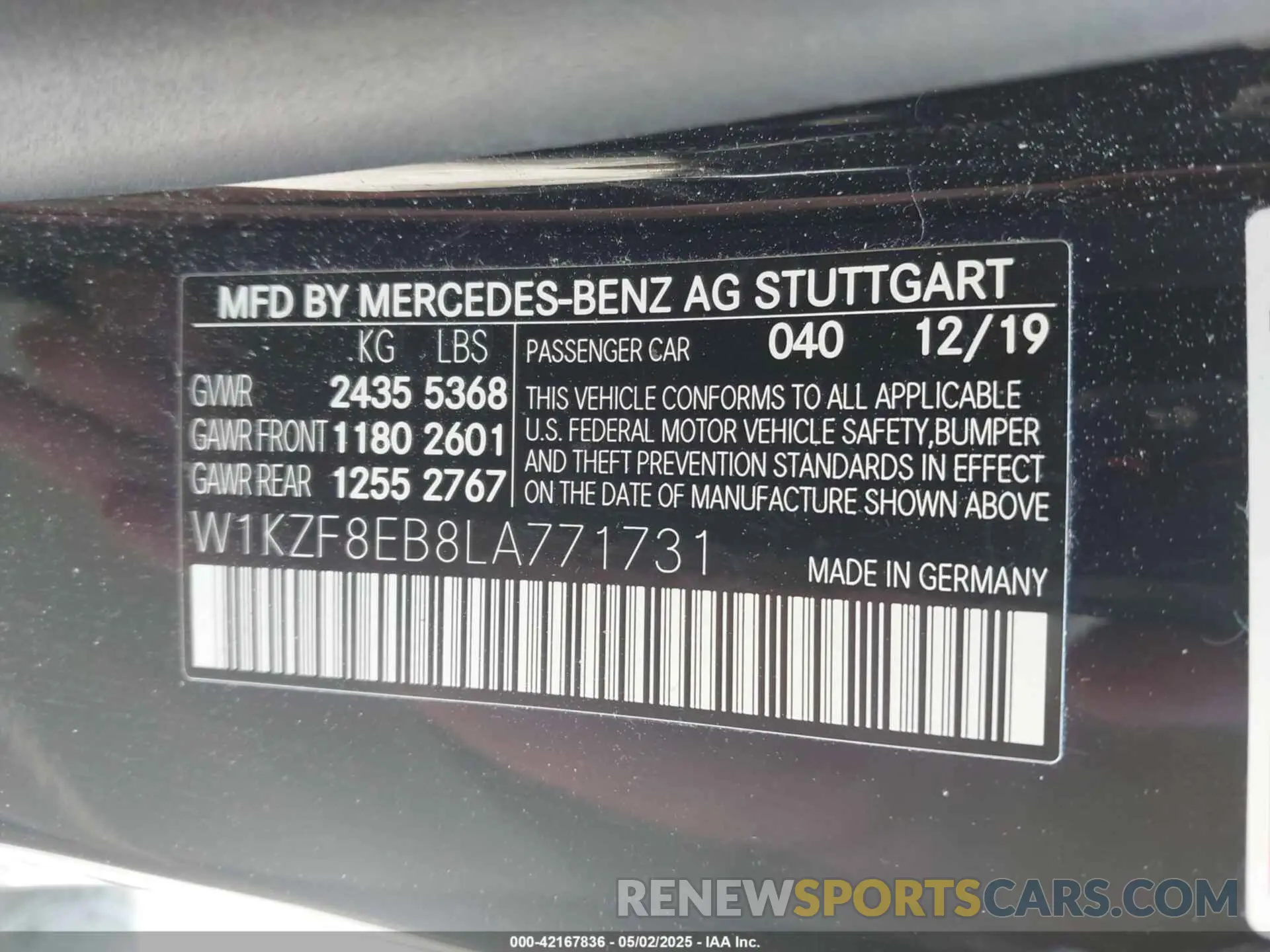 9 Photograph of a damaged car W1KZF8EB8LA771731 MERCEDES-BENZ E 350 2020