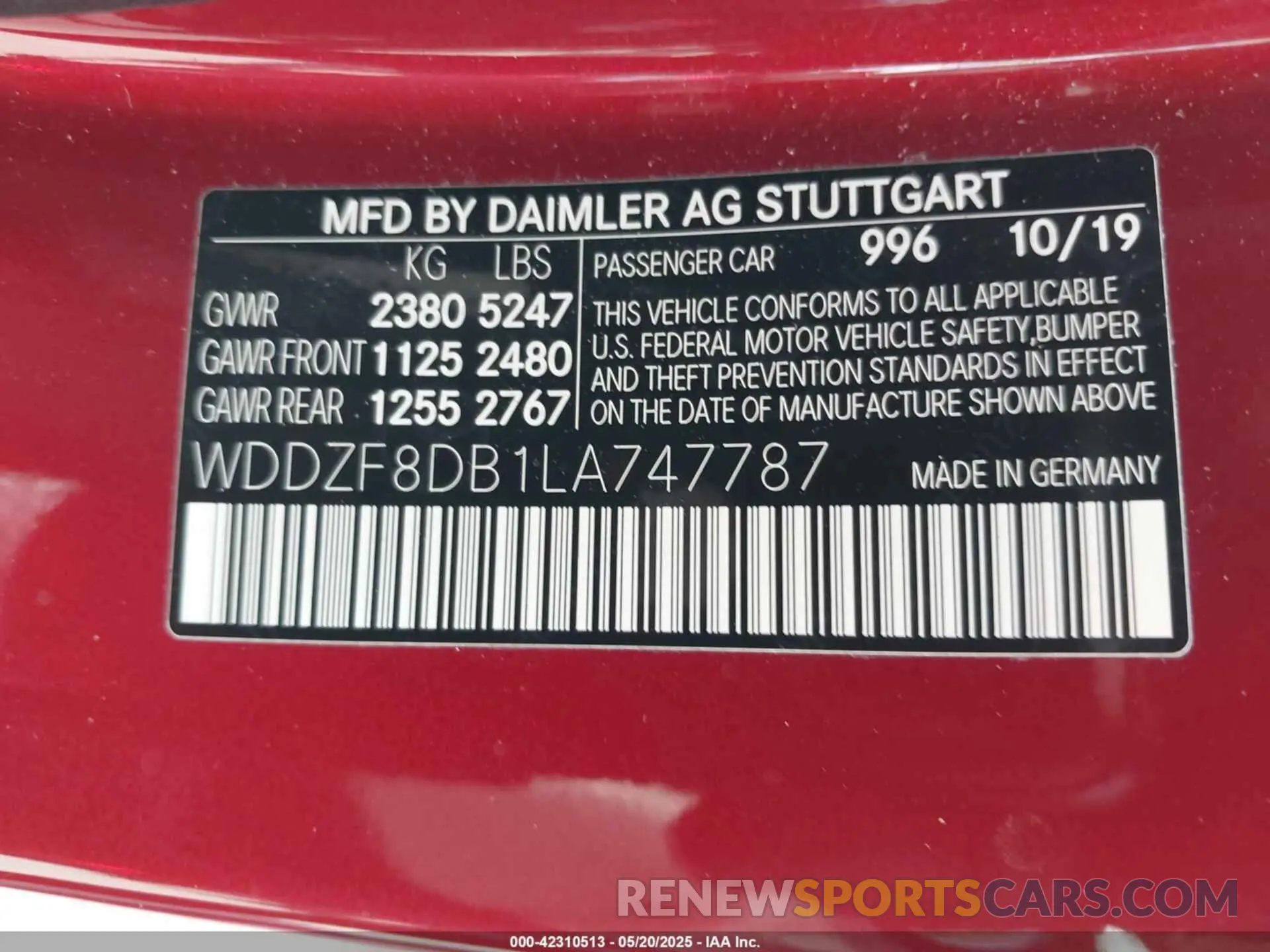 9 Photograph of a damaged car WDDZF8DB1LA747787 MERCEDES-BENZ E 350 2020