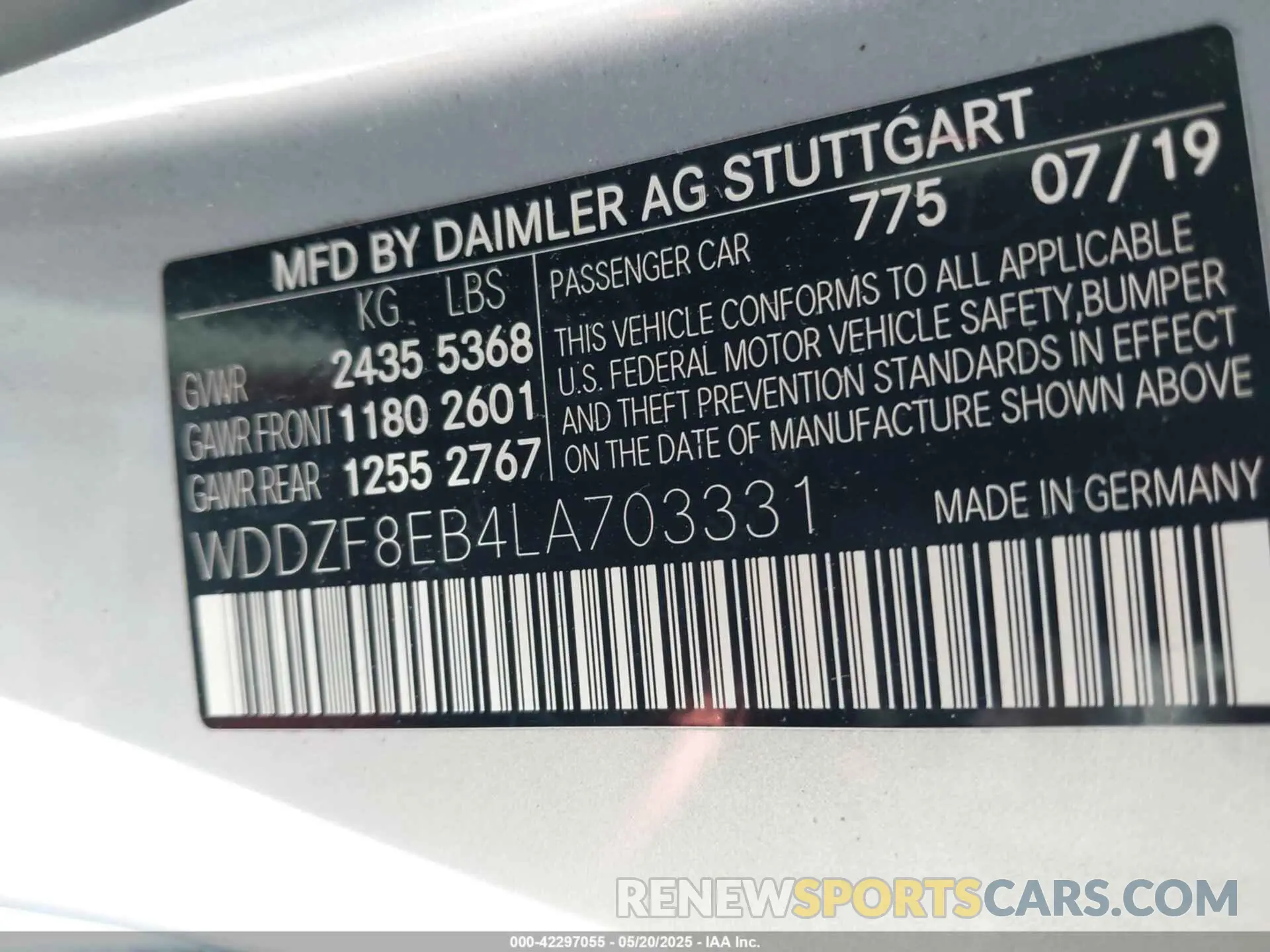 9 Photograph of a damaged car WDDZF8EB4LA703331 MERCEDES-BENZ E 350 2020