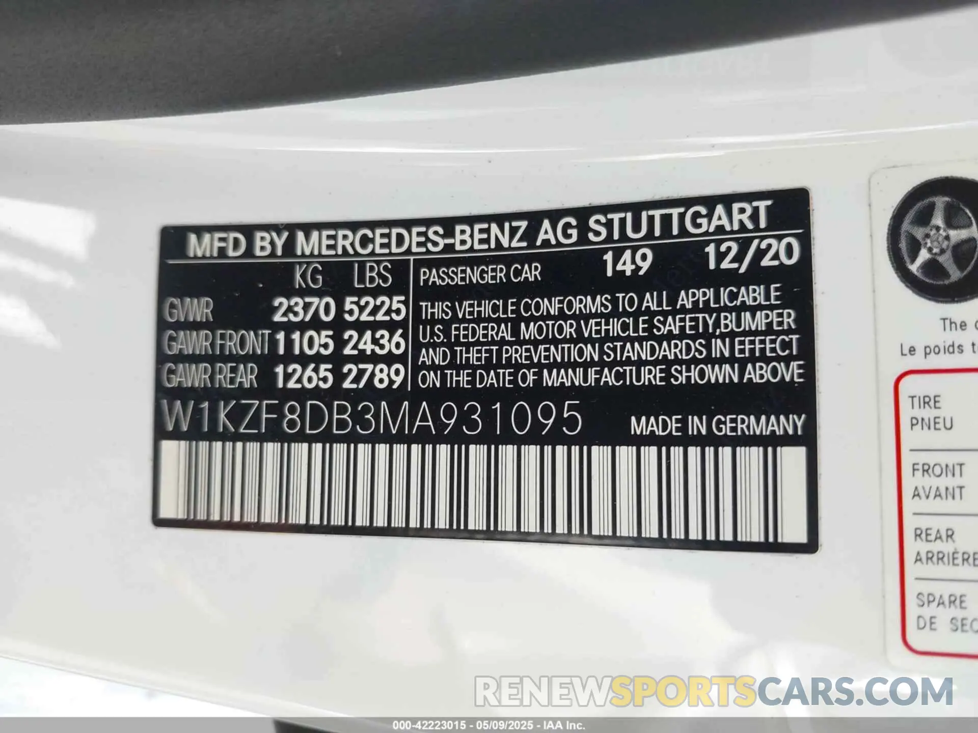 9 Photograph of a damaged car W1KZF8DB3MA931095 MERCEDES-BENZ E 350 2021