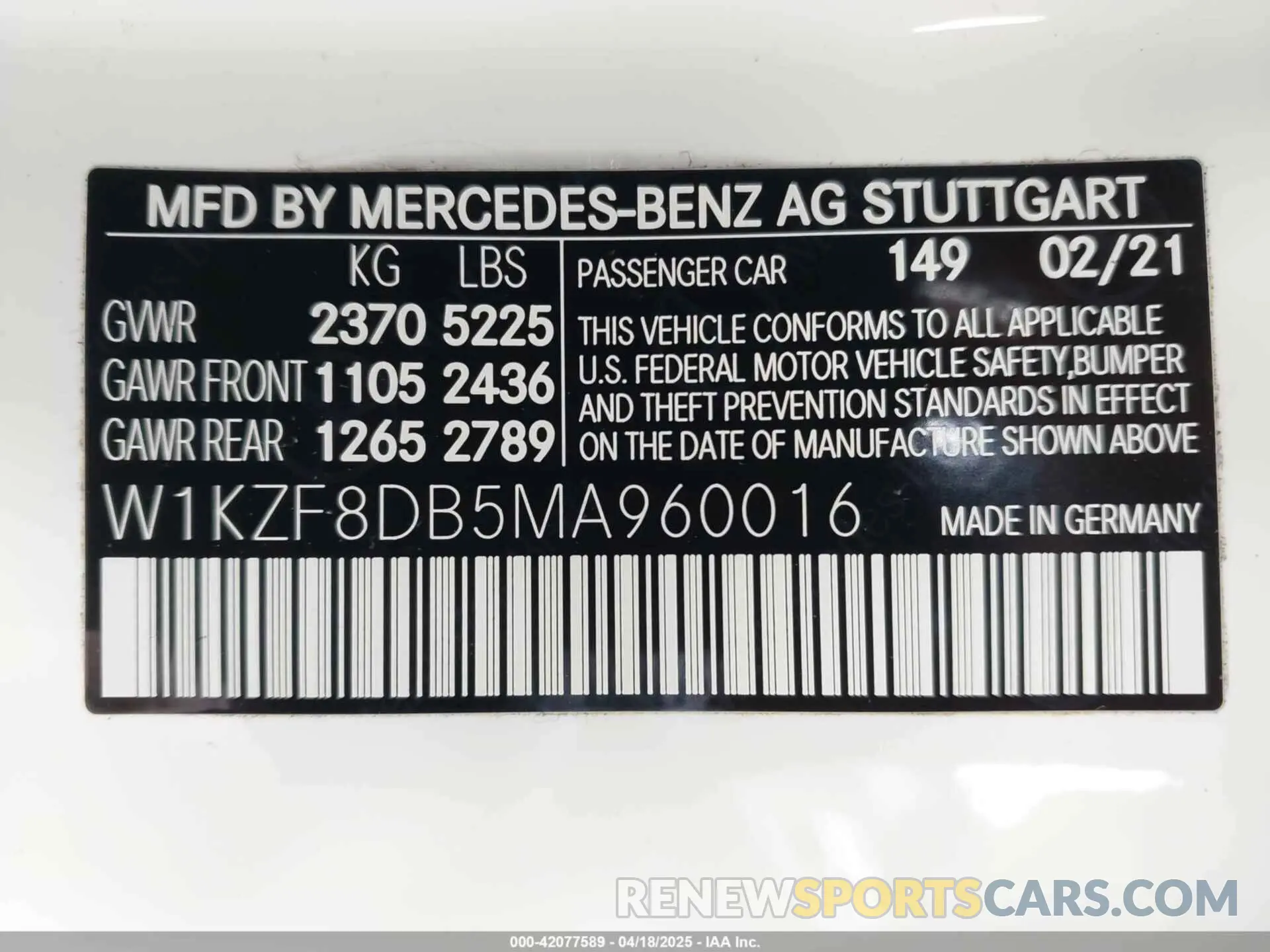 9 Photograph of a damaged car W1KZF8DB5MA960016 MERCEDES-BENZ E 350 2021