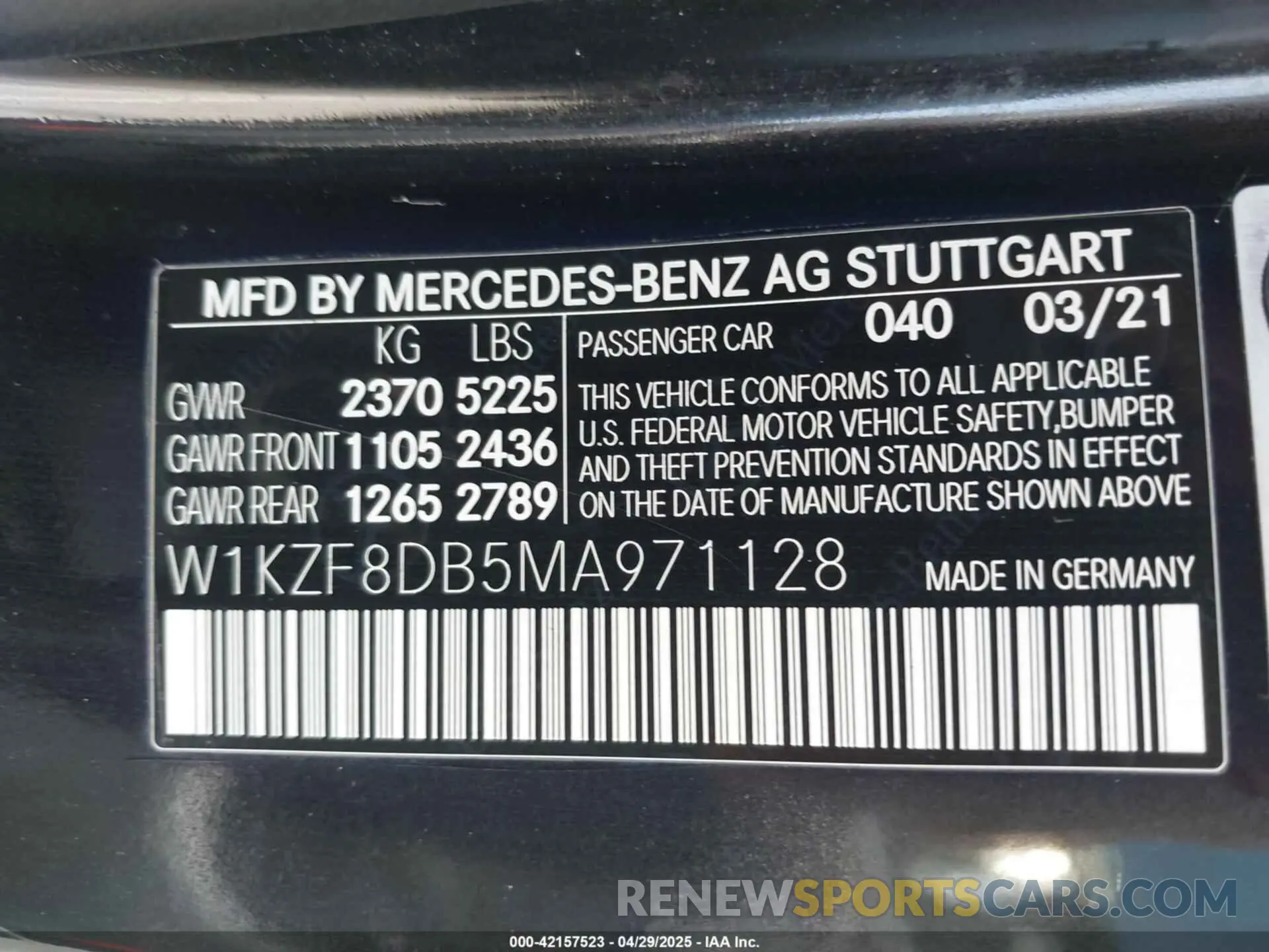 9 Photograph of a damaged car W1KZF8DB5MA971128 MERCEDES-BENZ E 350 2021