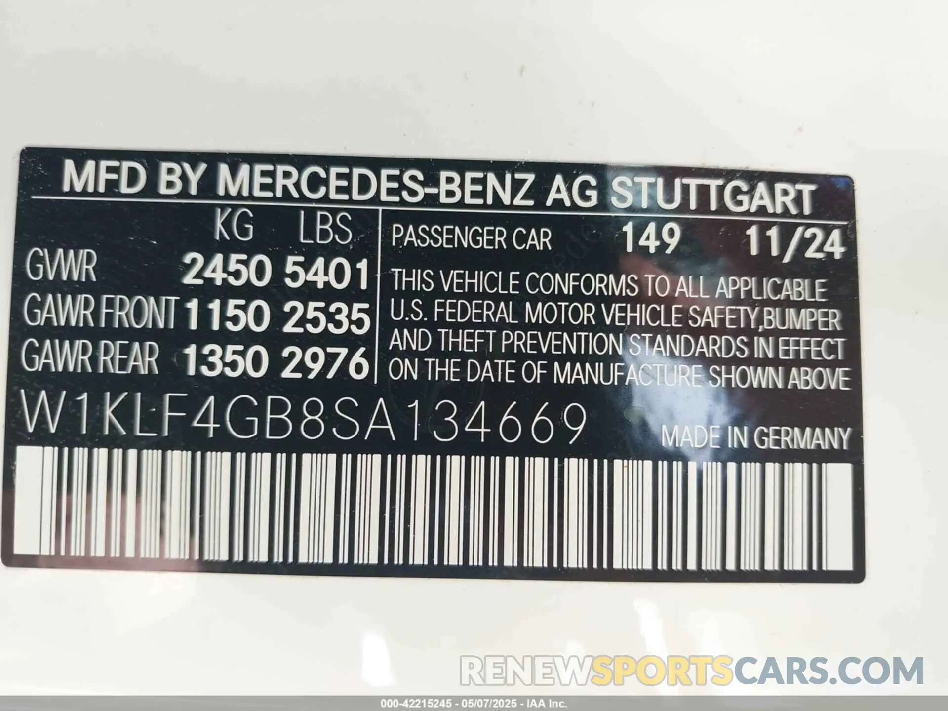 9 Photograph of a damaged car W1KLF4GB8SA134669 MERCEDES-BENZ E 350 2025