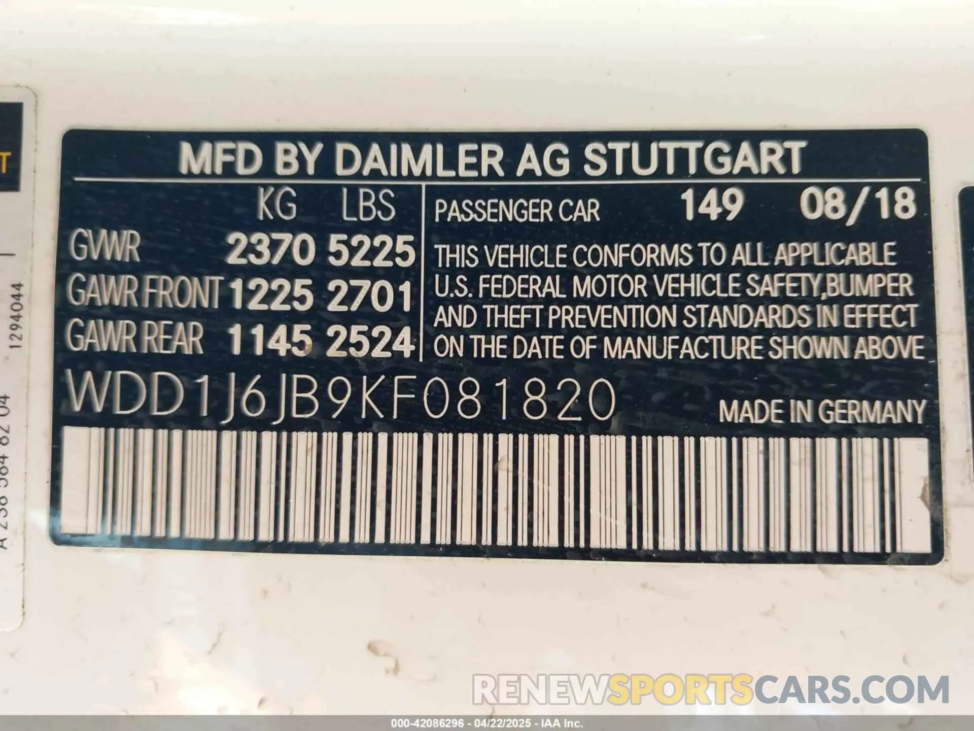 9 Photograph of a damaged car WDD1J6JB9KF081820 MERCEDES-BENZ E 450 2019