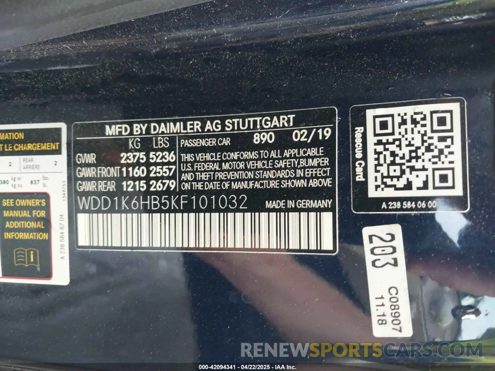 9 Photograph of a damaged car WDD1K6HB5KF101032 MERCEDES-BENZ E 450 2019