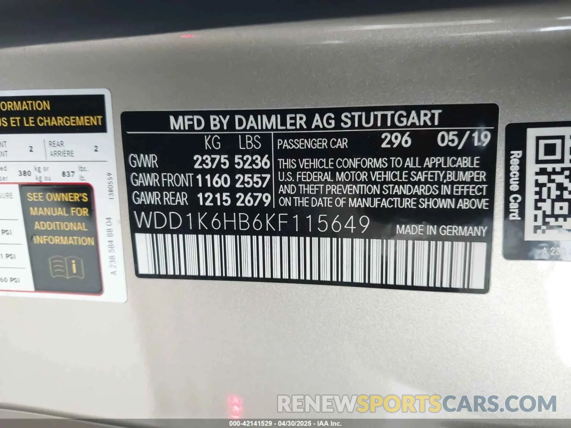 9 Photograph of a damaged car WDD1K6HB6KF115649 MERCEDES-BENZ E 450 2019
