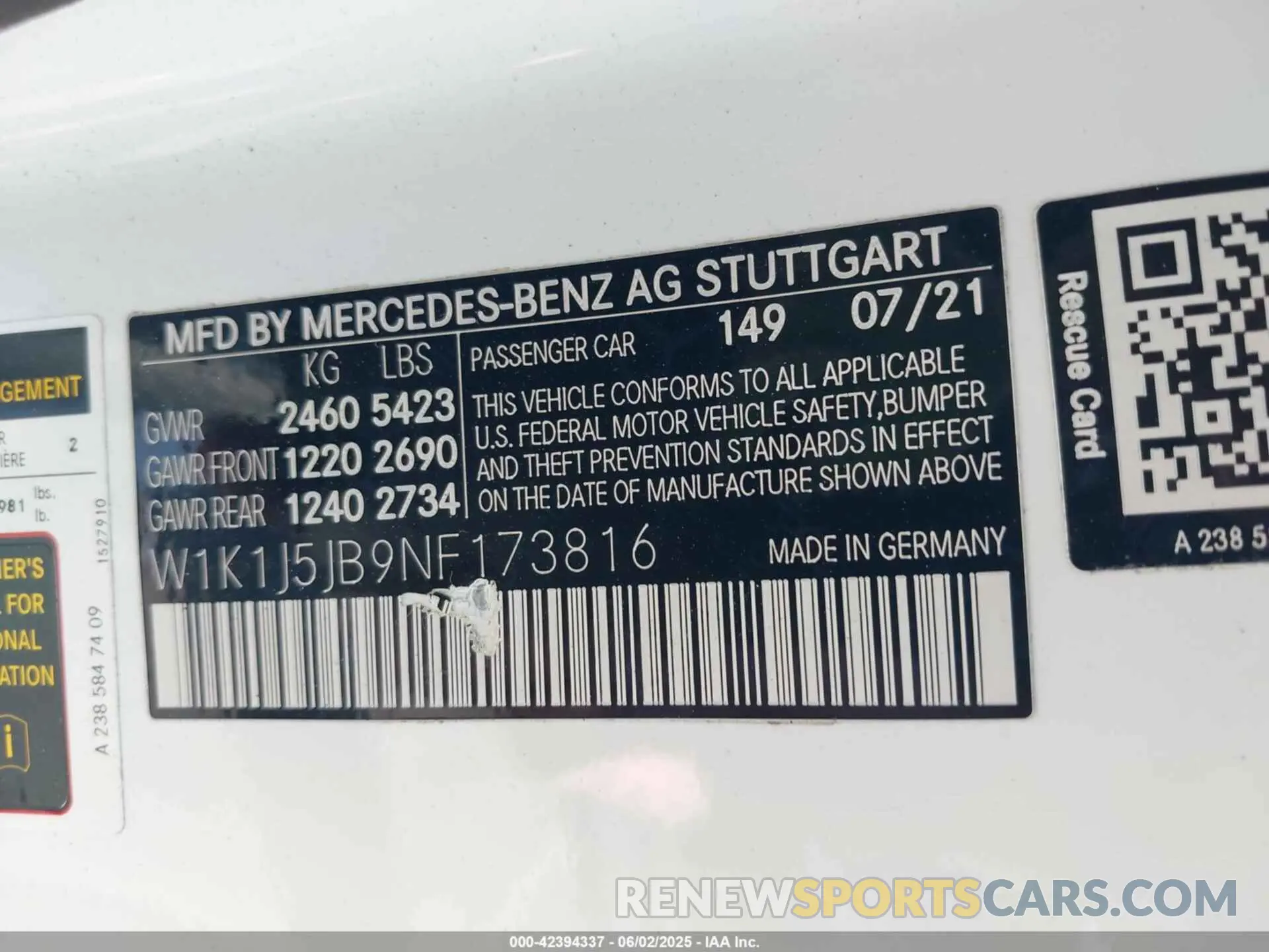 9 Photograph of a damaged car W1K1J5JB9NF173816 MERCEDES-BENZ E 450 2022