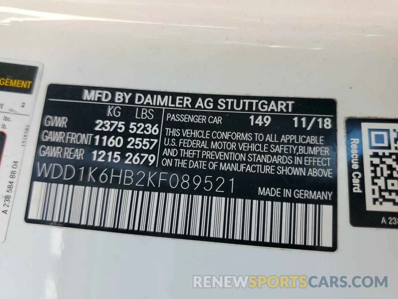 15 Photograph of a damaged car WDD1K6HB2KF089521 MERCEDES-BENZ E-CLASS 2019