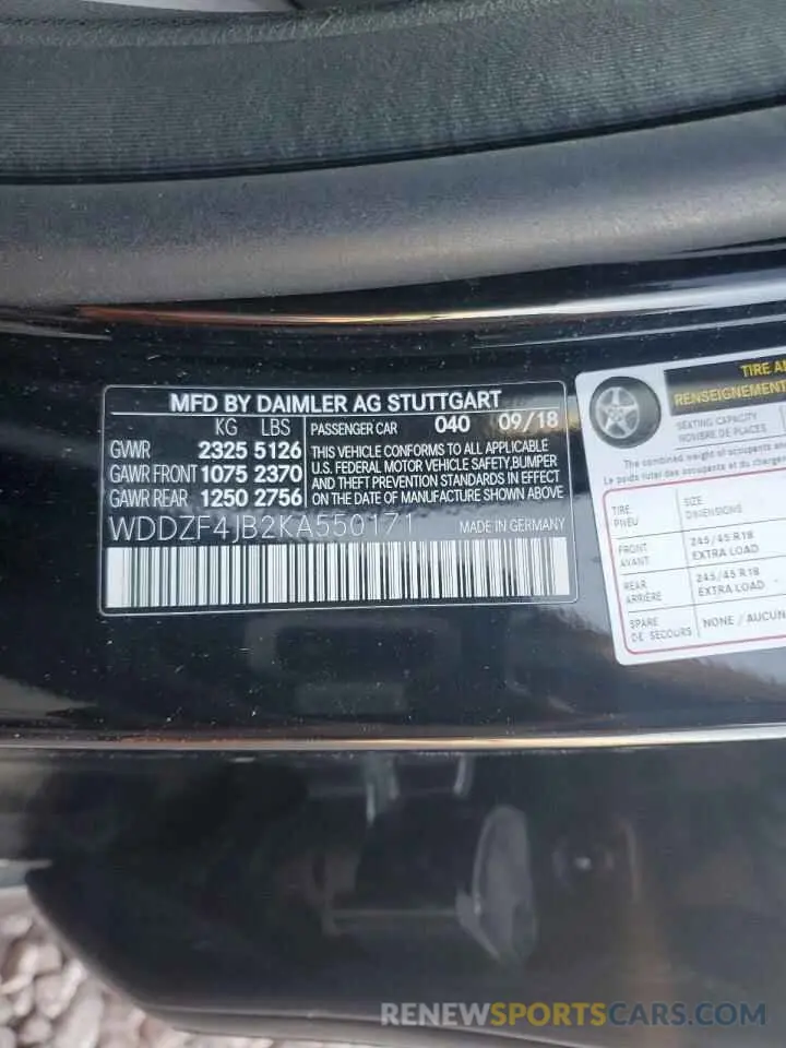 13 Photograph of a damaged car WDDZF4JB2KA550171 MERCEDES-BENZ E-CLASS 2019