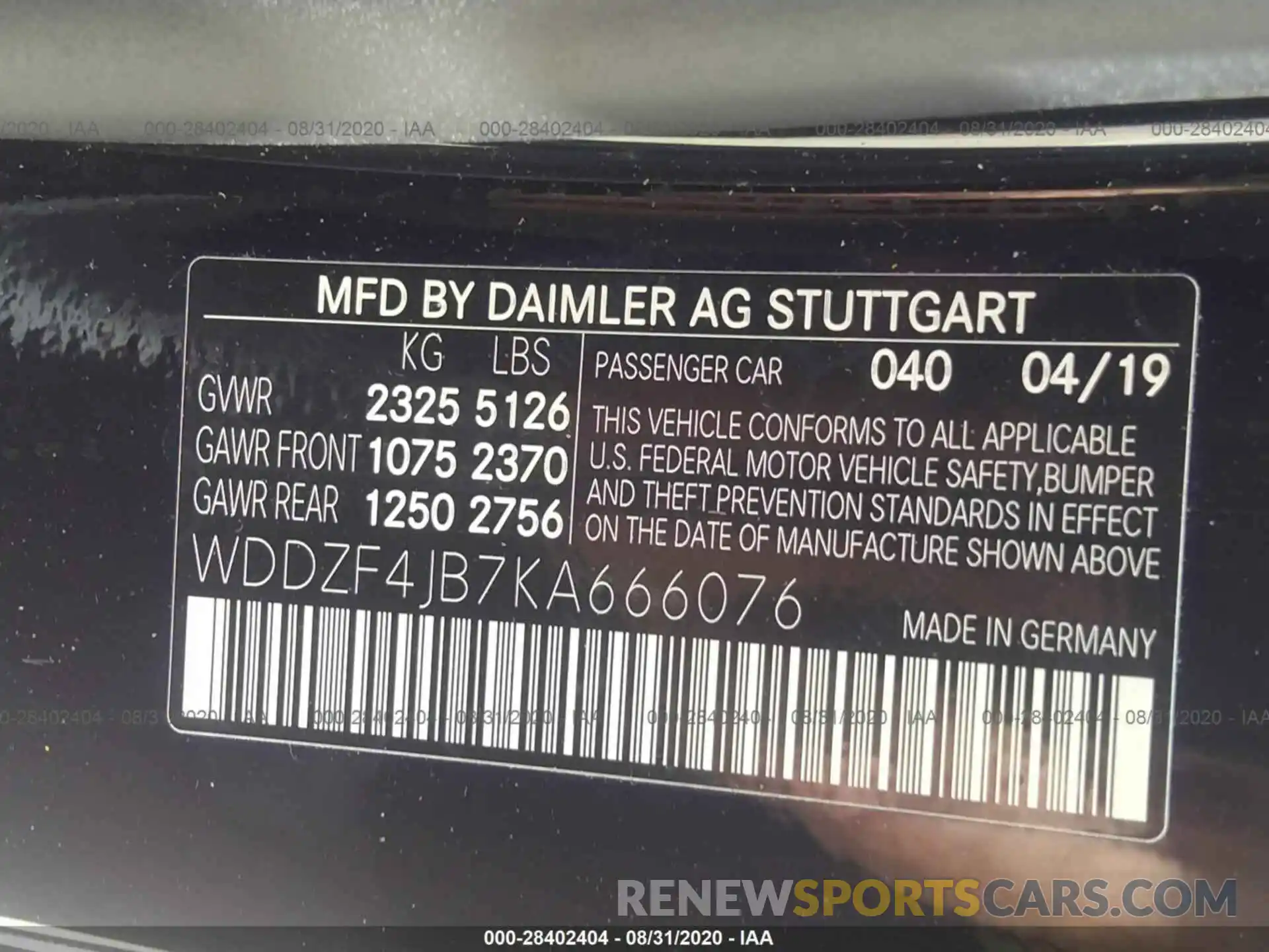 9 Photograph of a damaged car WDDZF4JB7KA666076 MERCEDES-BENZ E-CLASS 2019