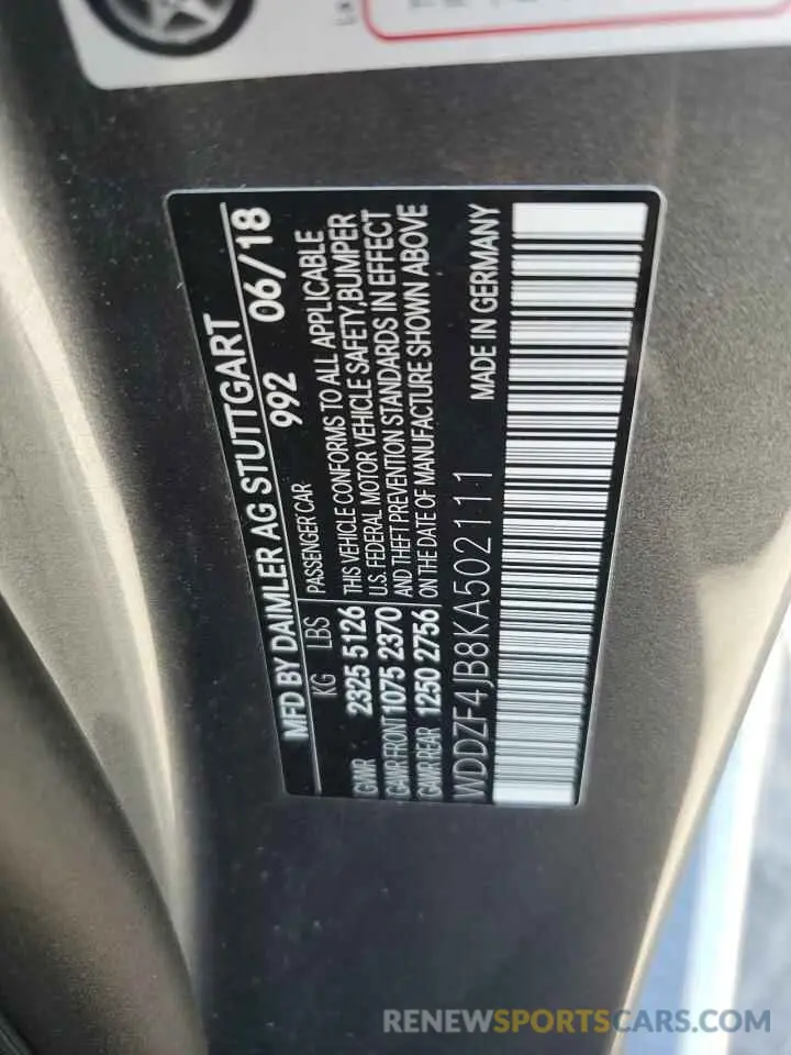 13 Photograph of a damaged car WDDZF4JB8KA502111 MERCEDES-BENZ E-CLASS 2019