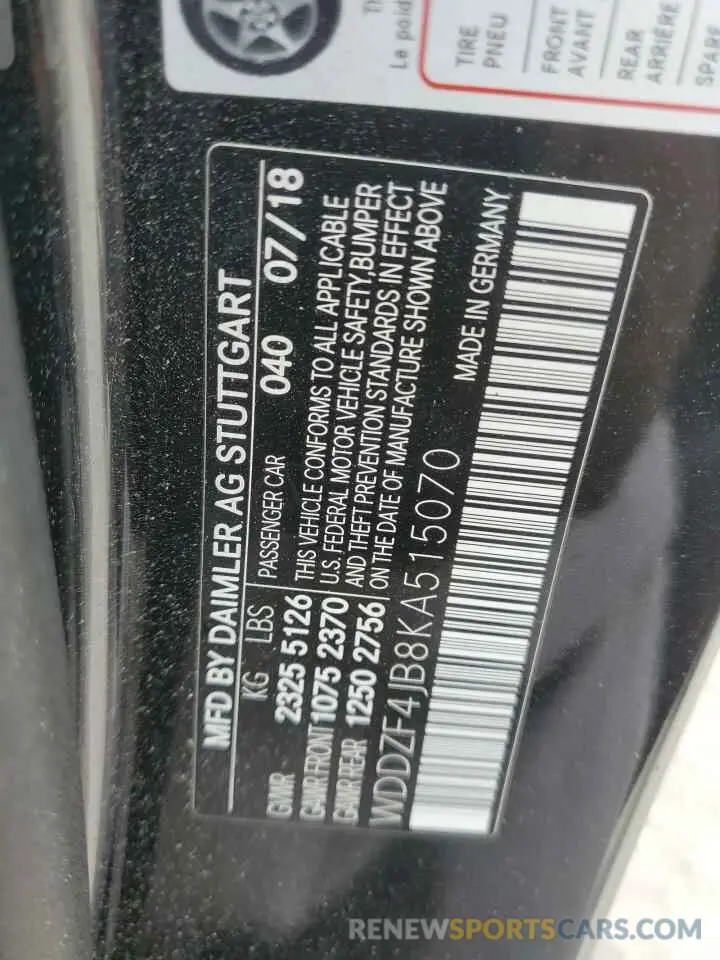 14 Photograph of a damaged car WDDZF4JB8KA515070 MERCEDES-BENZ E-CLASS 2019