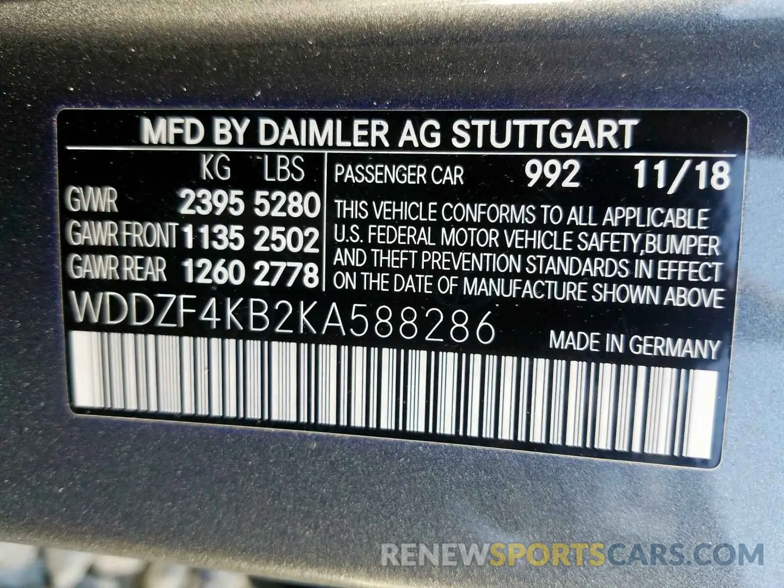 8 Photograph of a damaged car WDDZF4KB2KA588286 MERCEDES-BENZ E CLASS 2019