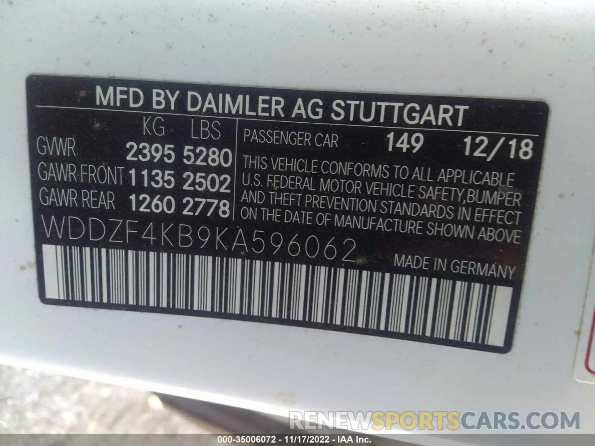 9 Photograph of a damaged car WDDZF4KB9KA596062 MERCEDES-BENZ E-CLASS 2019