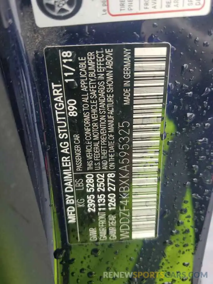 12 Photograph of a damaged car WDDZF4KBXKA595325 MERCEDES-BENZ E-CLASS 2019