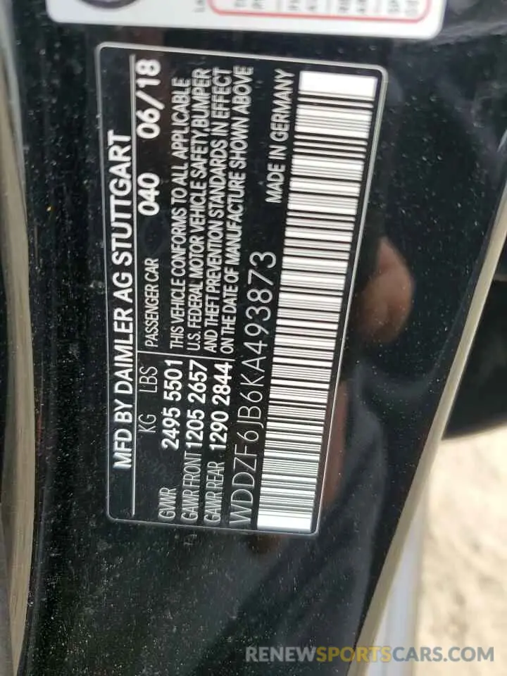 12 Photograph of a damaged car WDDZF6JB6KA493873 MERCEDES-BENZ E-CLASS 2019