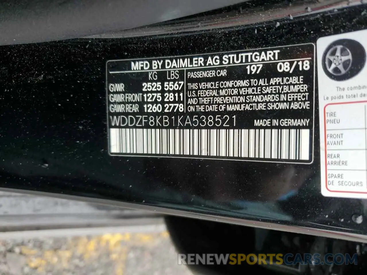 12 Photograph of a damaged car WDDZF8KB1KA538521 MERCEDES-BENZ E-CLASS 2019