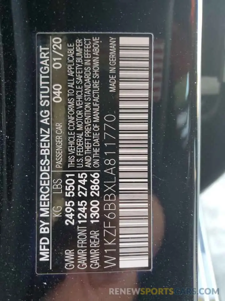 12 Photograph of a damaged car W1KZF6BBXLA811770 MERCEDES-BENZ E-CLASS 2020