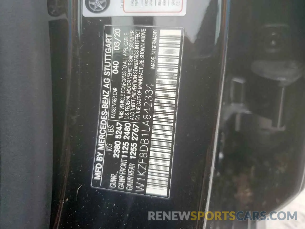 13 Photograph of a damaged car W1KZF8DB1LA842334 MERCEDES-BENZ E-CLASS 2020