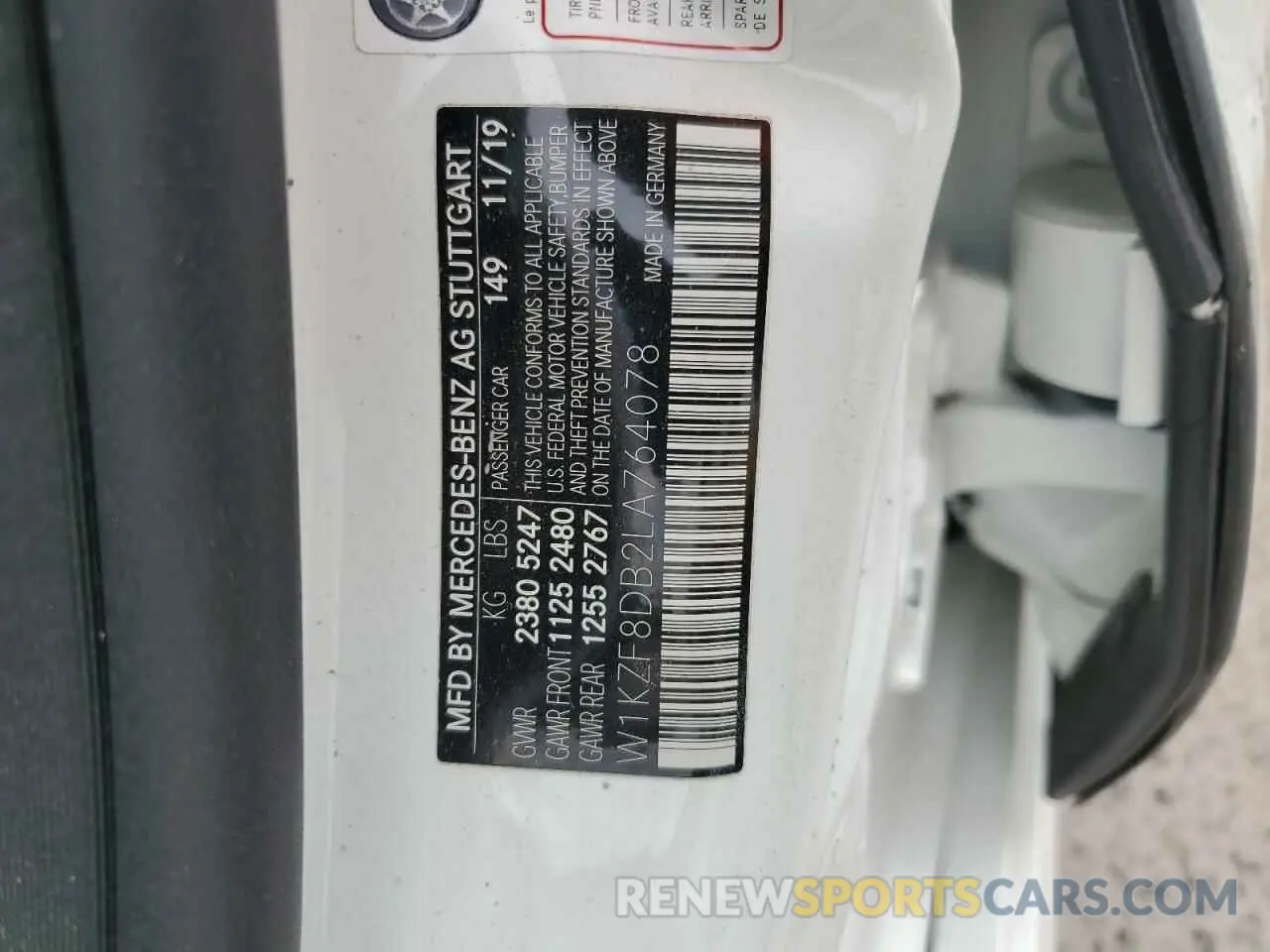 13 Photograph of a damaged car W1KZF8DB2LA764078 MERCEDES-BENZ E-CLASS 2020