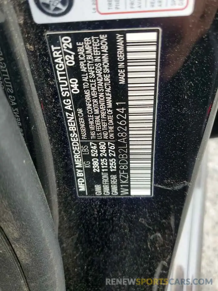 12 Photograph of a damaged car W1KZF8DB2LA826241 MERCEDES-BENZ E-CLASS 2020