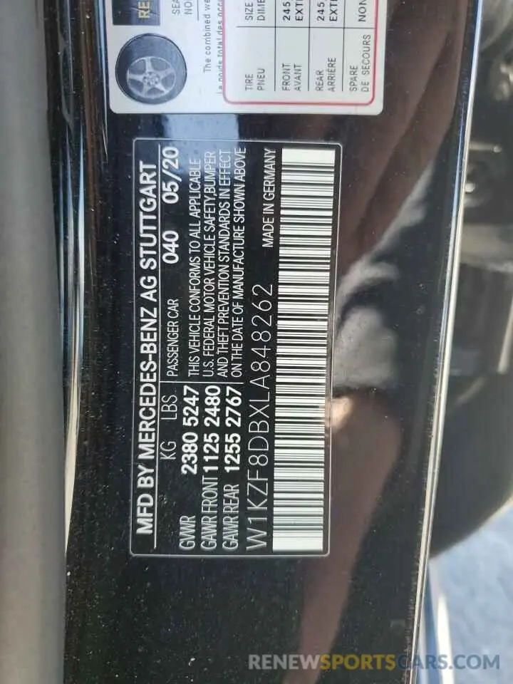 12 Photograph of a damaged car W1KZF8DBXLA848262 MERCEDES-BENZ E-CLASS 2020