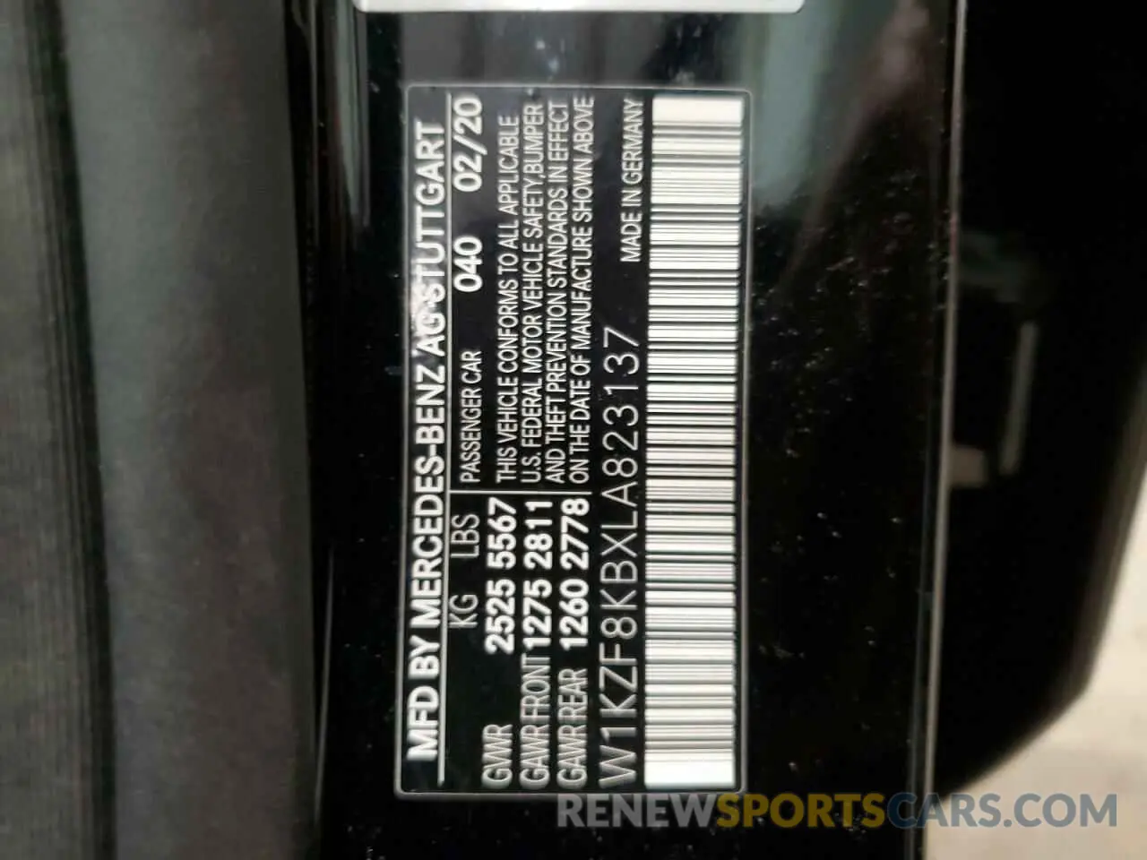 12 Photograph of a damaged car W1KZF8KBXLA823137 MERCEDES-BENZ E-CLASS 2020
