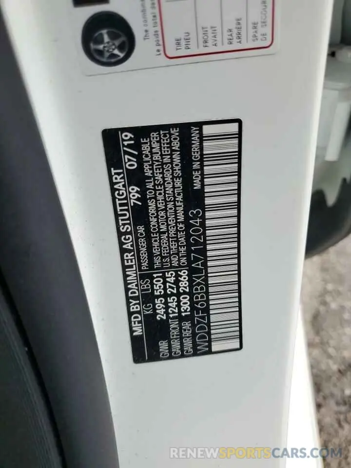 12 Photograph of a damaged car WDDZF6BBXLA712043 MERCEDES-BENZ E-CLASS 2020