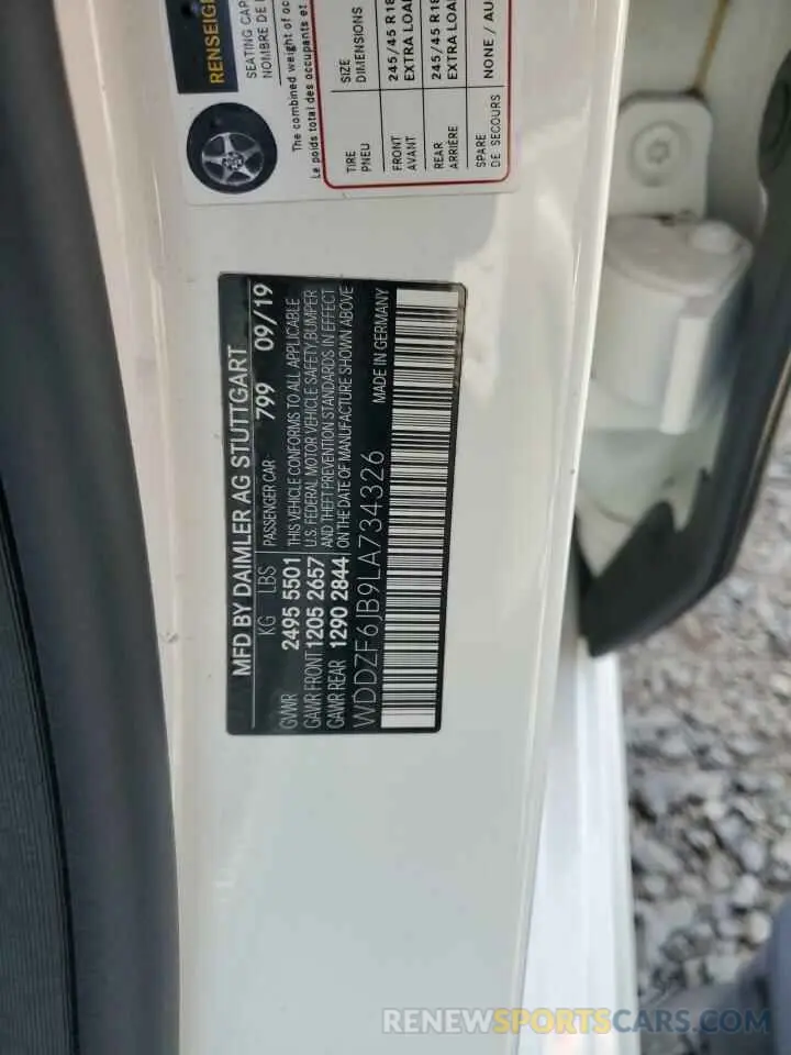 12 Photograph of a damaged car WDDZF6JB9LA734326 MERCEDES-BENZ E-CLASS 2020